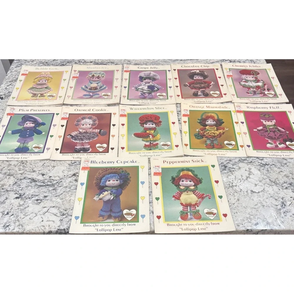 Vintage Dumpling‎ Designs Lollipop Lane Crochet Doll Patterns Full Set Of 12